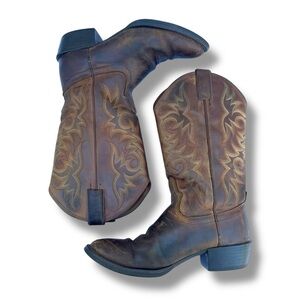 Justin Men’s Cowboy Western Boots Size 8D Brown Stampede Leather Style 2551